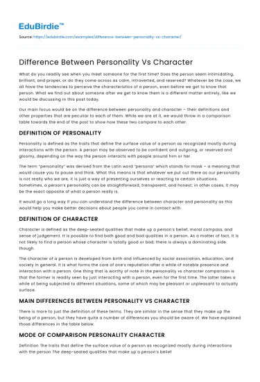 Difference Between Personality Vs Character