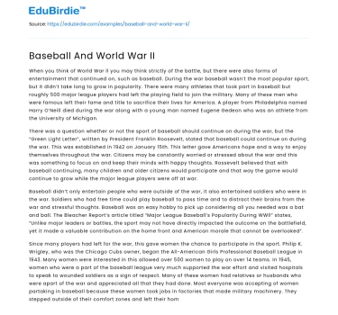 Baseball And World War II