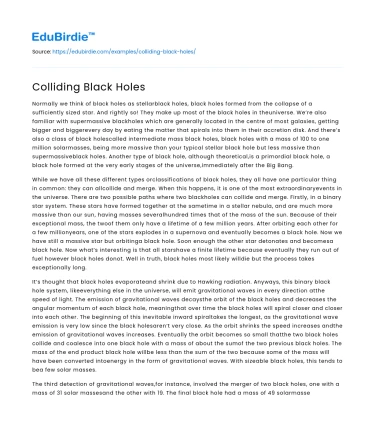 Colliding Black Holes