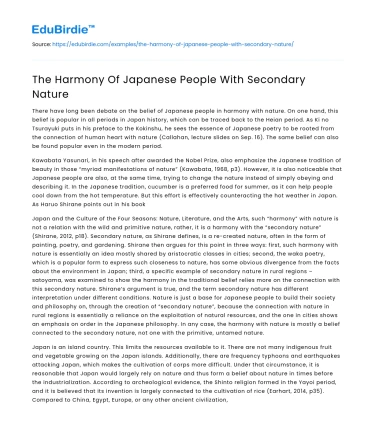 The Harmony Of Japanese People With Secondary Nature