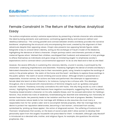 Female Constraint in The Return of the Native: Analytical Essay