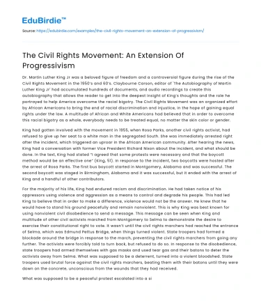The Civil Rights Movement: An Extension Of Progressivism