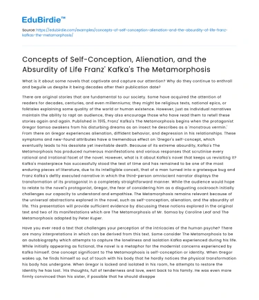 Self-Conception, Alienation, and Absurdity in Kafka’s The Metamorphosis