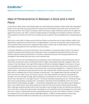 Idea of Perseverance in Between a Rock and a Hard Place