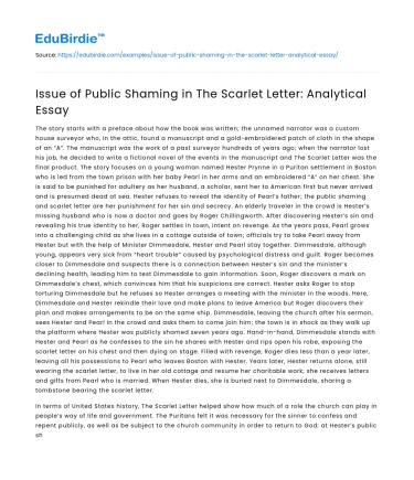 Issue of Public Shaming in The Scarlet Letter: Analytical Essay