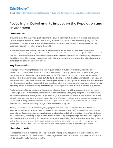 Sustainable Waste Management: Recycling in Dubai