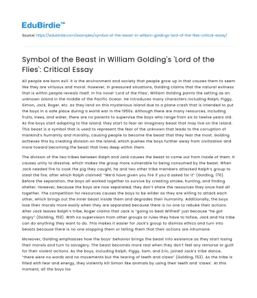 Symbol of the Beast in ‘Lord of the Flies’