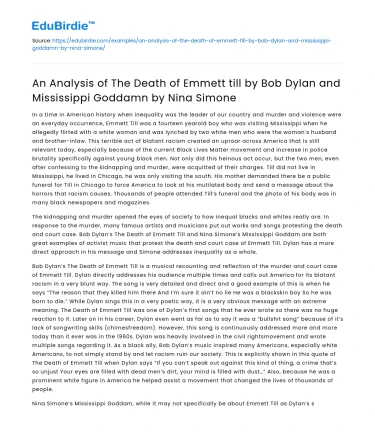 Comparing “The Death of Emmett Till” and “Mississippi Goddamn”