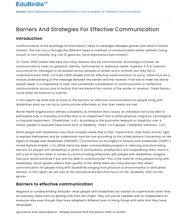 Barriers And Strategies For Effective Communication