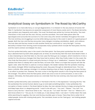 Analytical Essay on Symbolism in The Road by McCarthy