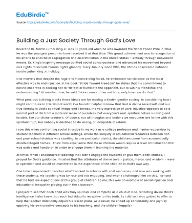 Building a Just Society Through God’s Love