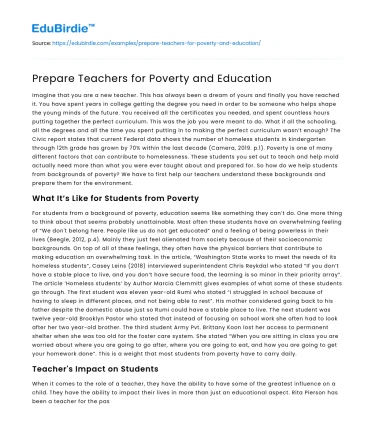 Prepare Teachers for Poverty and Education
