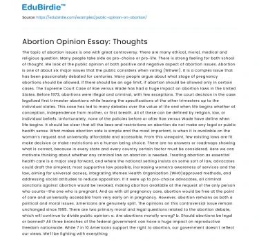 Abortion Opinion Essay: Thoughts