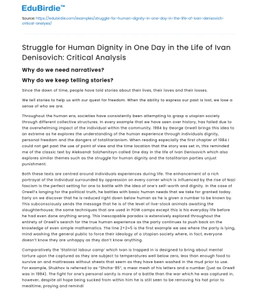 Human Dignity in Ivan Denisovich: Critical Analysis