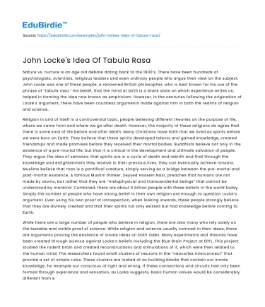 John Locke’s Idea Of Tabula Rasa