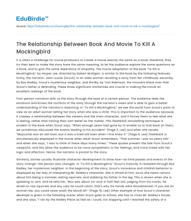 The Relationship Between Book And Movie To Kill A Mockingbird