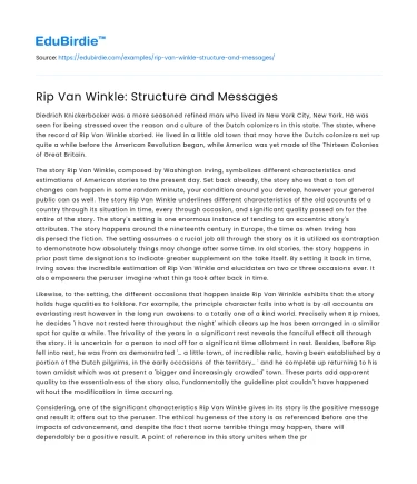 Rip Van Winkle: Structure and Messages