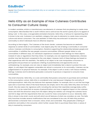 Hello Kitty: How Cuteness Shapes Consumer Culture