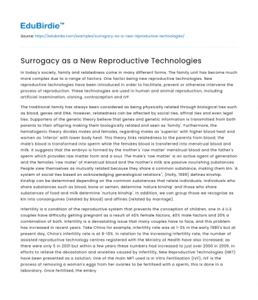 Surrogacy as a New Reproductive Technologies