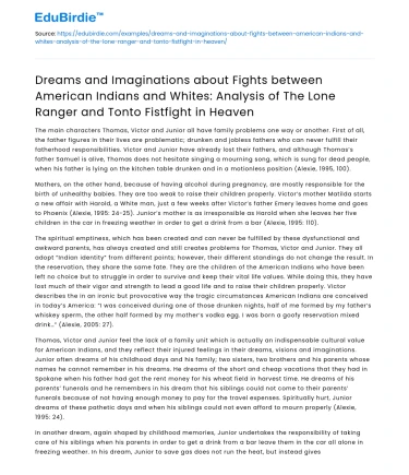 Analysis of cultural clashes in The Lone Ranger and Tonto Fistfight