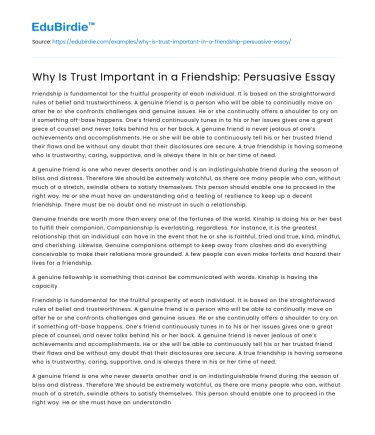 Why Is Trust Important in a Friendship: Persuasive Essay