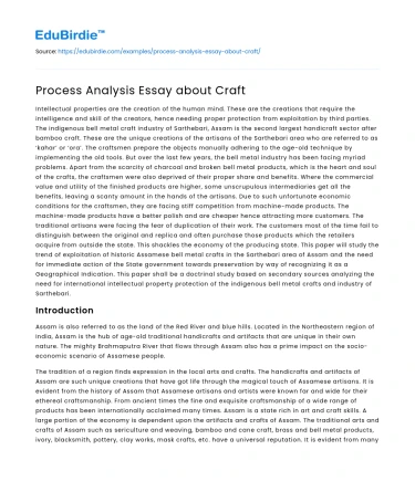 Process Analysis Essay about Craft