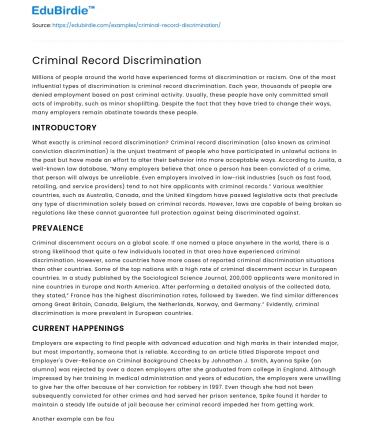 Criminal Record Discrimination