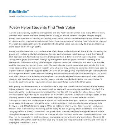 Poetry Helps Students Find Their Voice