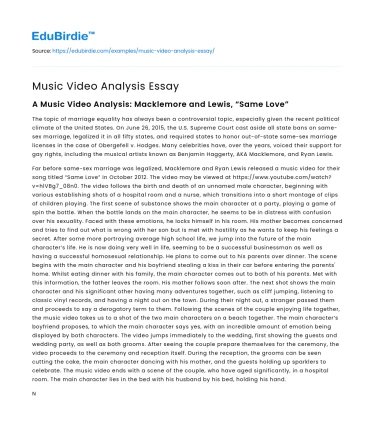 Music Video Analysis Essay