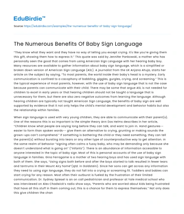 The Numerous Benefits Of Baby Sign Language