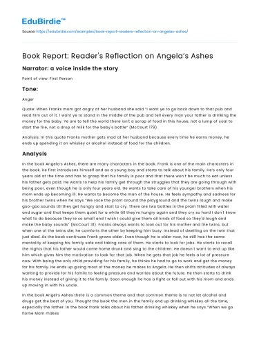 Reflections on Frank McCourt’s Memoir: Angela’s Ashes