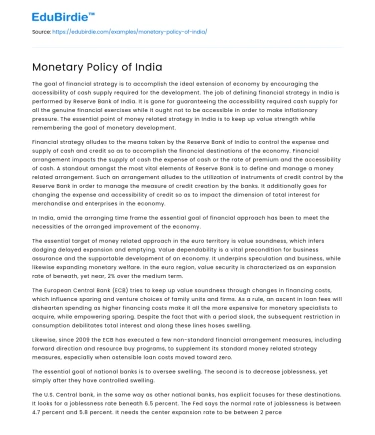 Monetary Policy of India