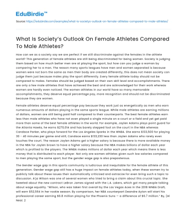What Is Society’s Outlook On Female Athletes Compared To Male Athletes?