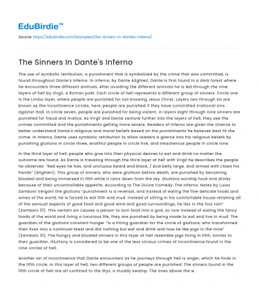 The Sinners In Dante’s Inferno