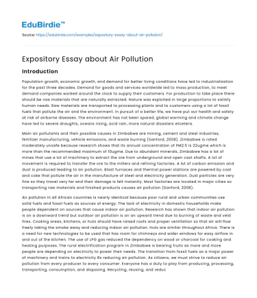 Expository Essay about Air Pollution