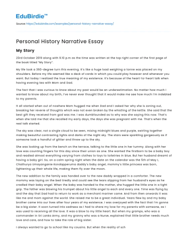 Personal History Narrative Essay