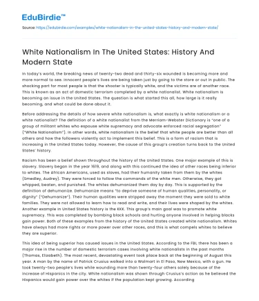 White Nationalism In The United States: History And Modern State