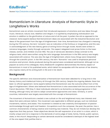 Longfellow’s Romantic Style Analysis in Literature