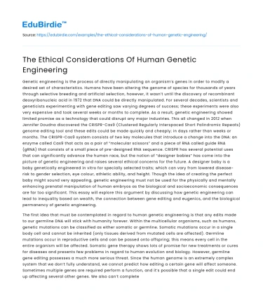 The Ethical Considerations Of Human Genetic Engineering