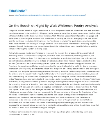 On the Beach at Night By Walt Whitman: Poetry Analysis