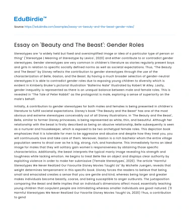 Essay on ‘Beauty and The Beast’: Gender Roles