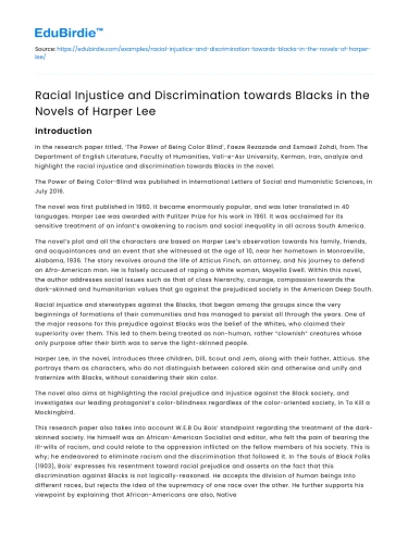 Racial Injustice in Harper Lee’s Novels