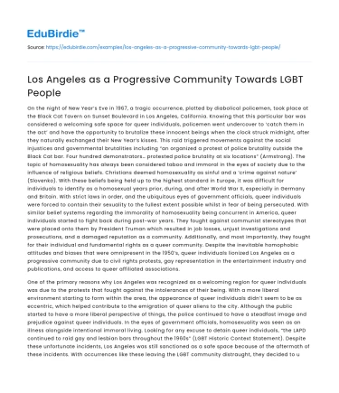 Los Angeles as a Progressive Community Towards LGBT People