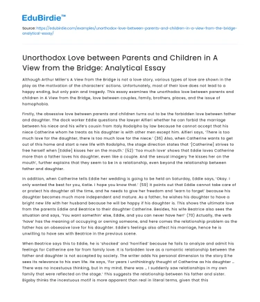 Unorthodox Love in A View from the Bridge