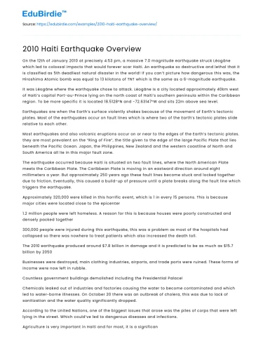 2010 Haiti Earthquake Overview