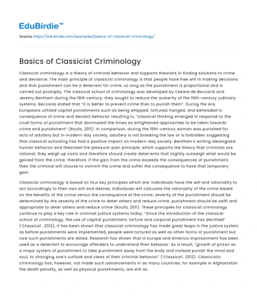 Basics of Classicist Criminology