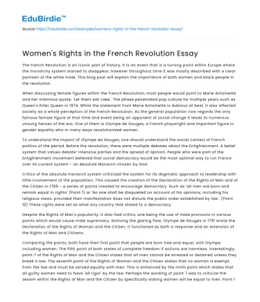 Women’s Rights in the French Revolution Essay