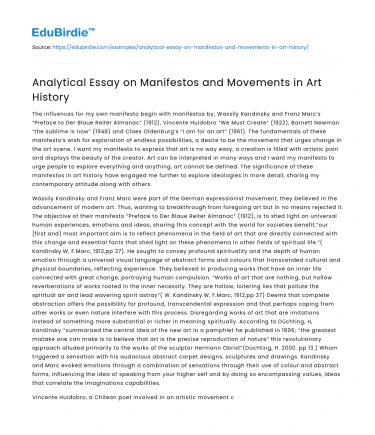 Analytical Essay on Manifestos and Movements in Art History