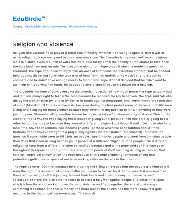 Religion And Violence