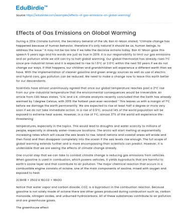 Effects of Gas Emissions on Global Warming